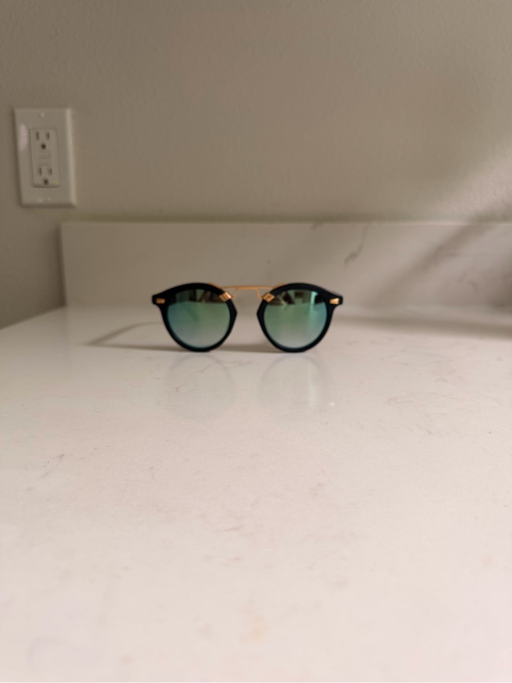 KREWE Black & Gold Sunglasses with Blue Mirrored Lenses - Picture 5 of 10